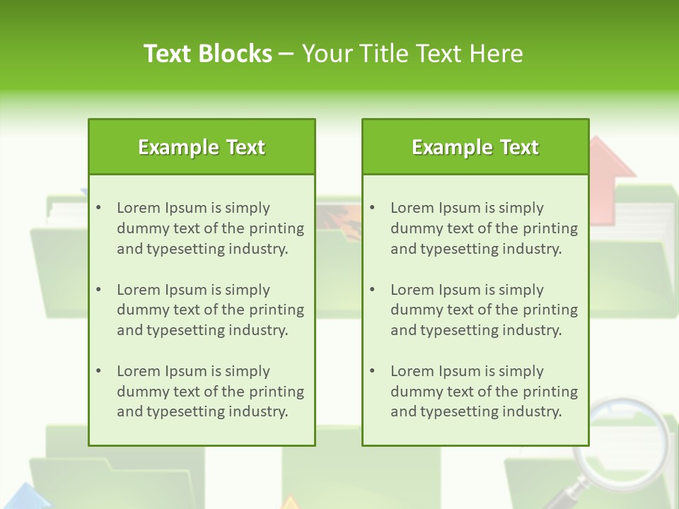 A Green Folder With A Magnifying Glass PowerPoint Template