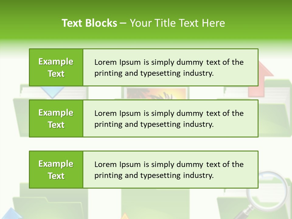 A Green Folder With A Magnifying Glass PowerPoint Template