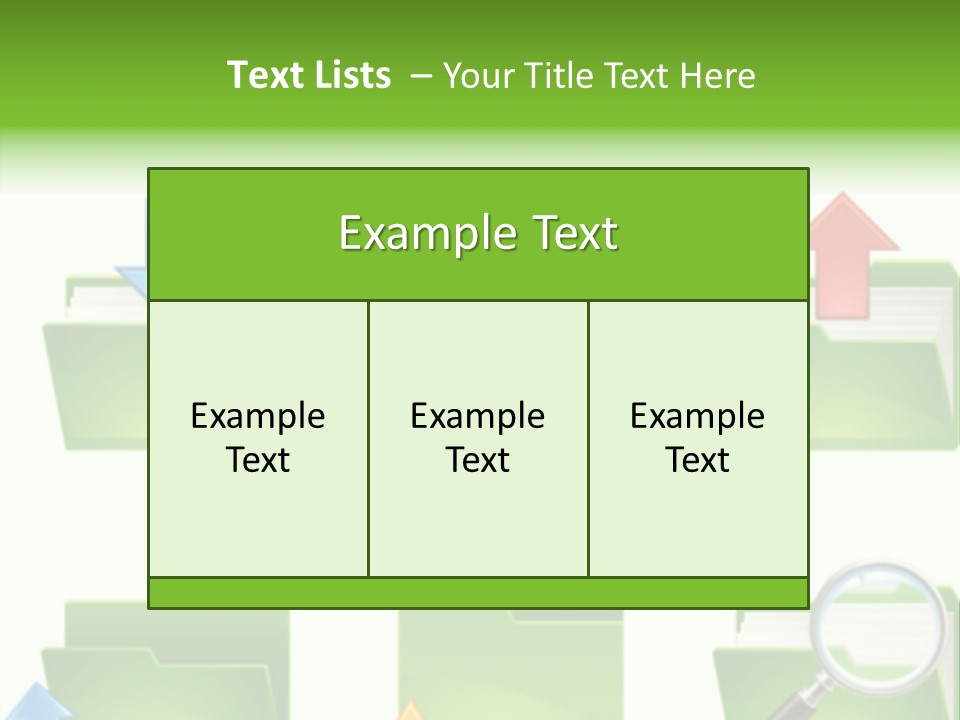 A Green Folder With A Magnifying Glass PowerPoint Template