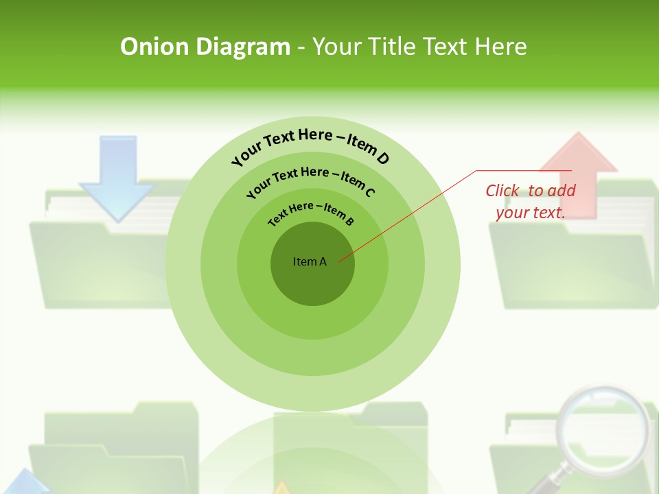 A Green Folder With A Magnifying Glass PowerPoint Template