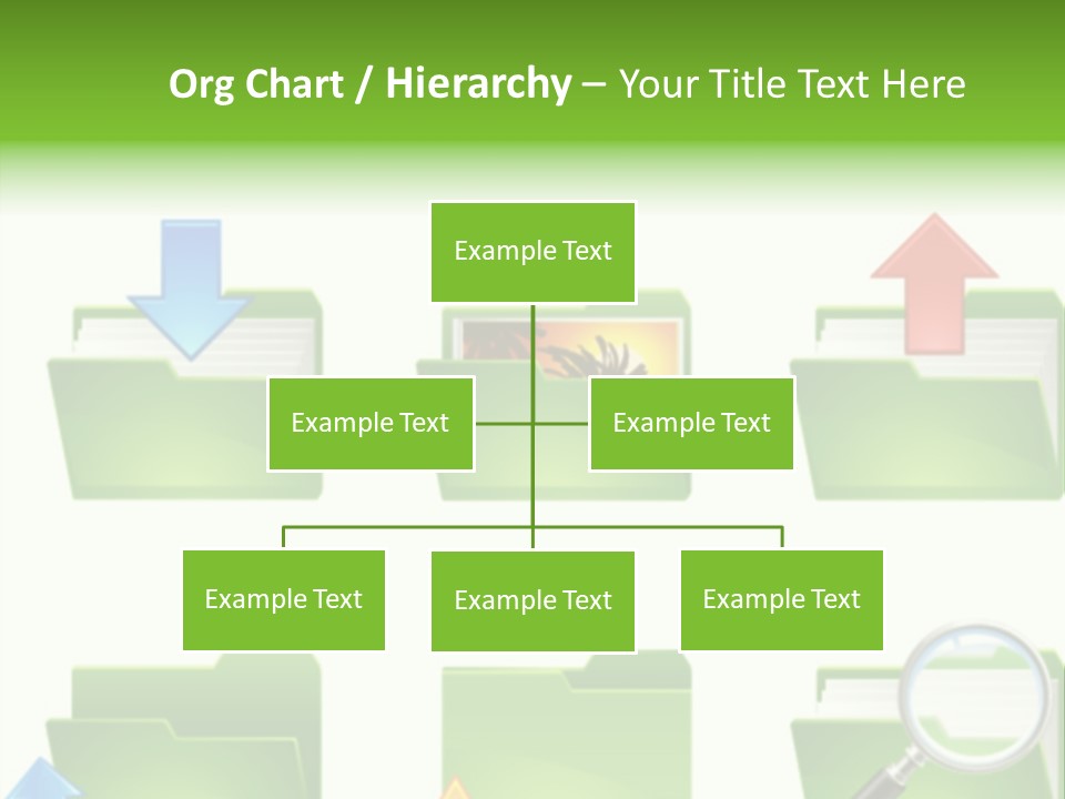 A Green Folder With A Magnifying Glass PowerPoint Template