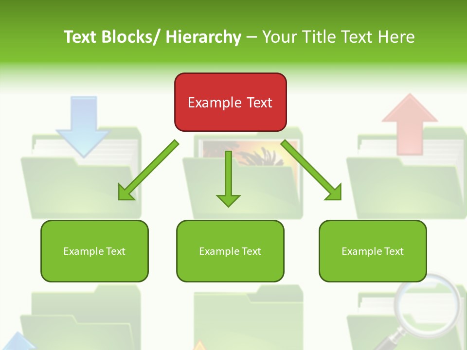 A Green Folder With A Magnifying Glass PowerPoint Template