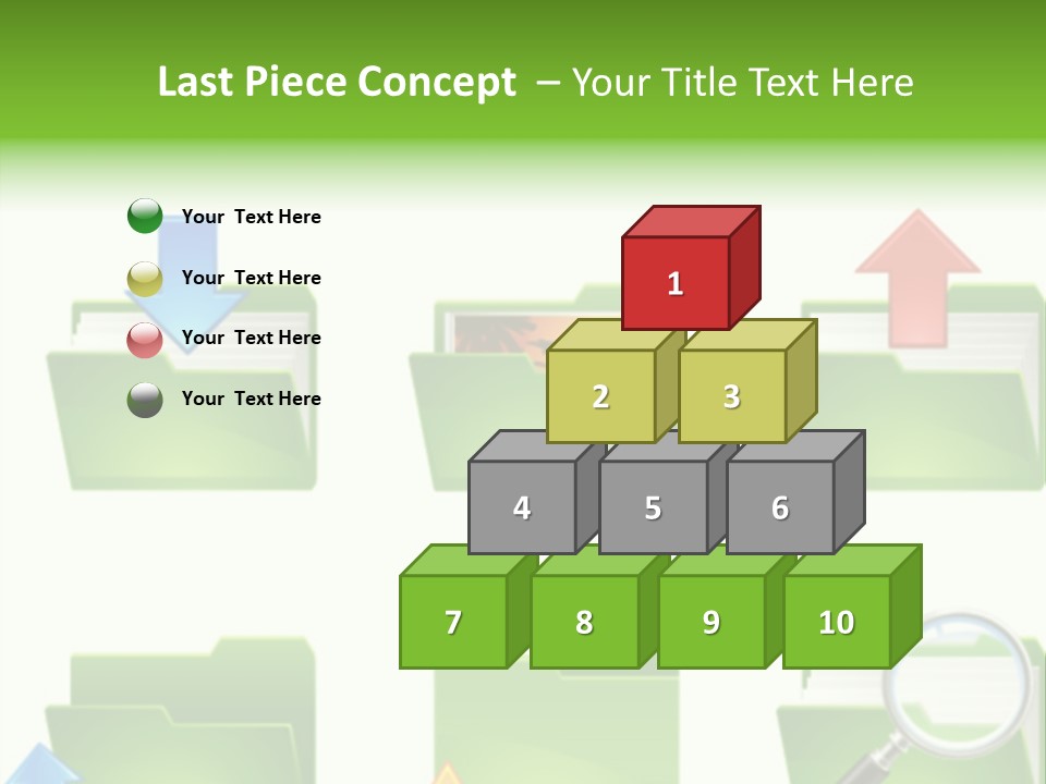 A Green Folder With A Magnifying Glass PowerPoint Template