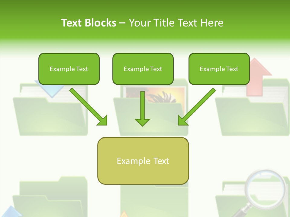 A Green Folder With A Magnifying Glass PowerPoint Template