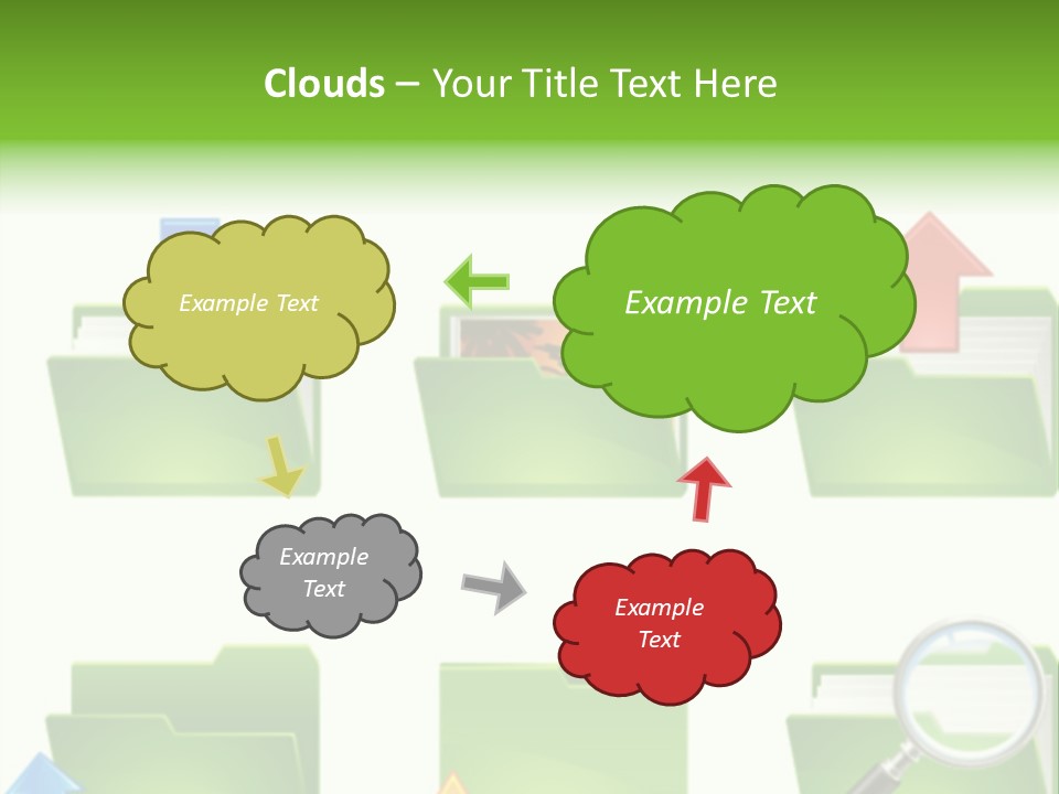 A Green Folder With A Magnifying Glass PowerPoint Template