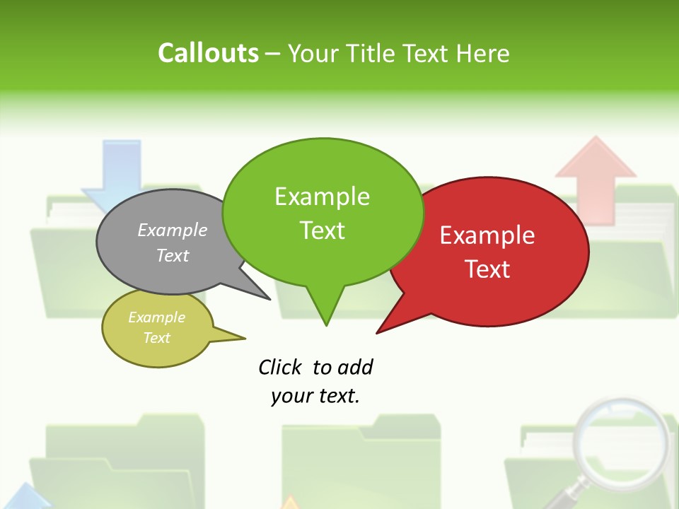 A Green Folder With A Magnifying Glass PowerPoint Template