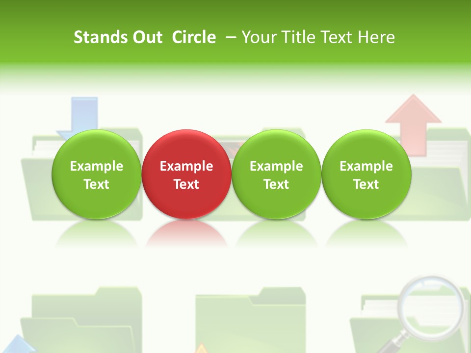 A Green Folder With A Magnifying Glass PowerPoint Template