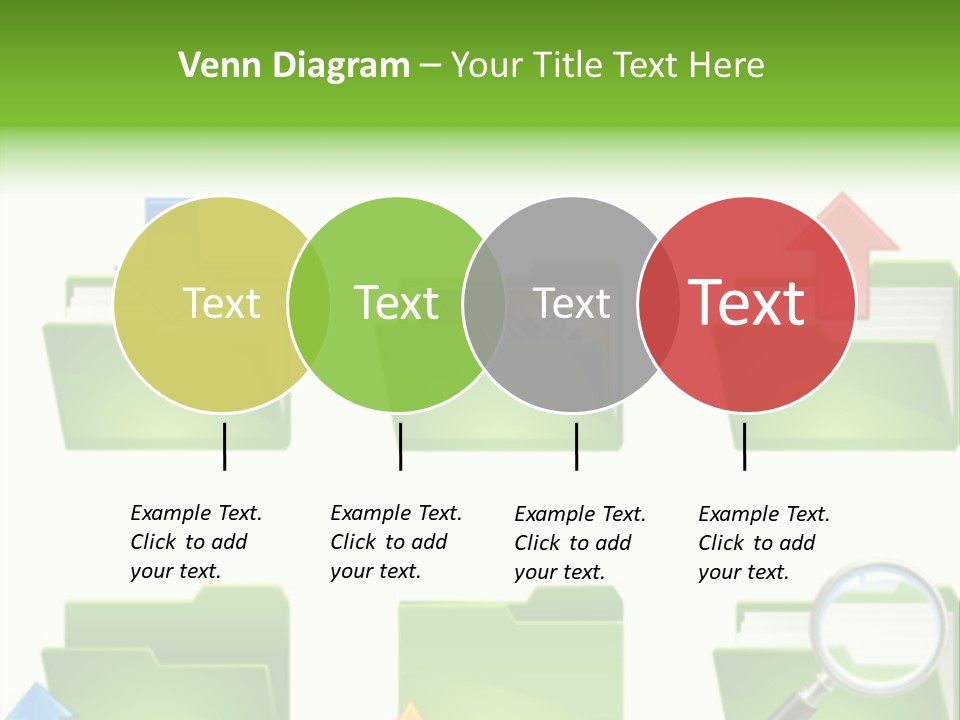 A Green Folder With A Magnifying Glass PowerPoint Template