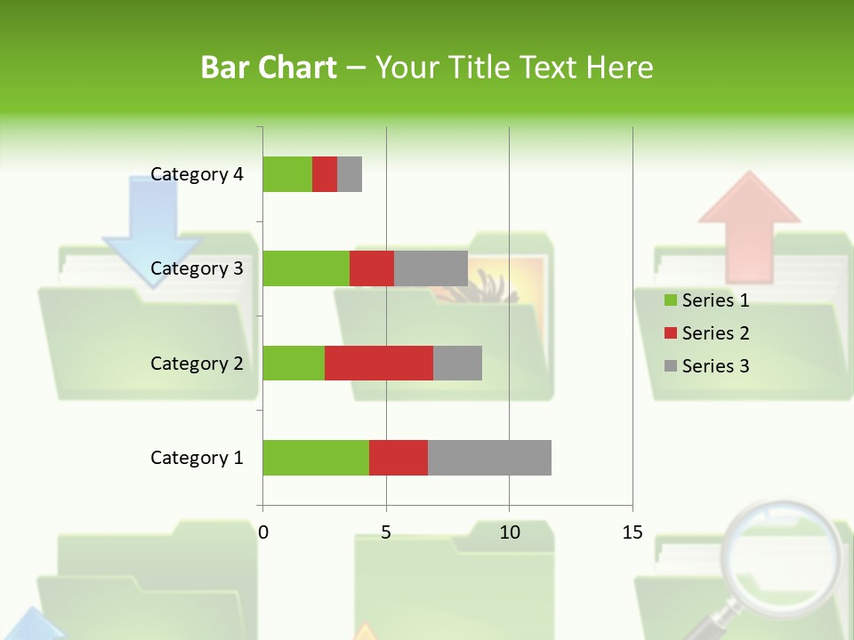 A Green Folder With A Magnifying Glass PowerPoint Template