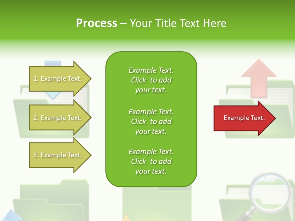 A Green Folder With A Magnifying Glass PowerPoint Template