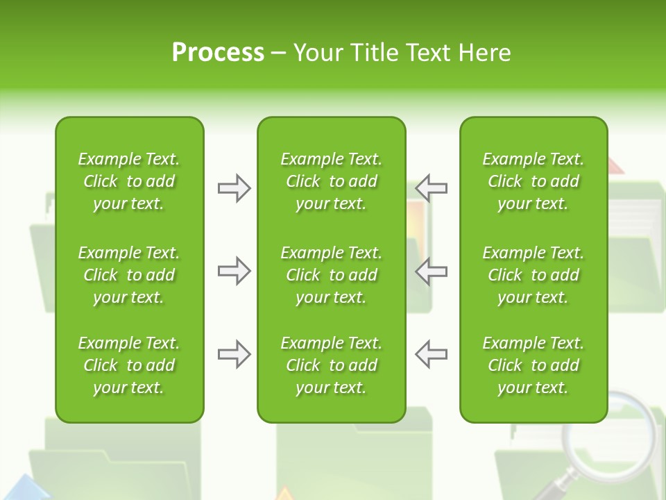 A Green Folder With A Magnifying Glass PowerPoint Template