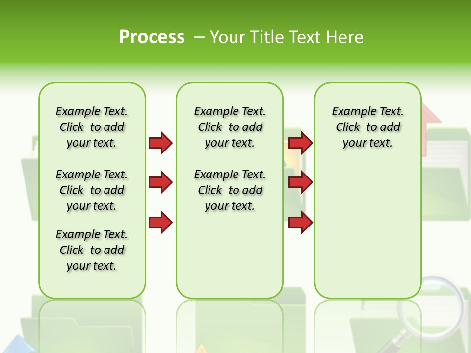 A Green Folder With A Magnifying Glass PowerPoint Template