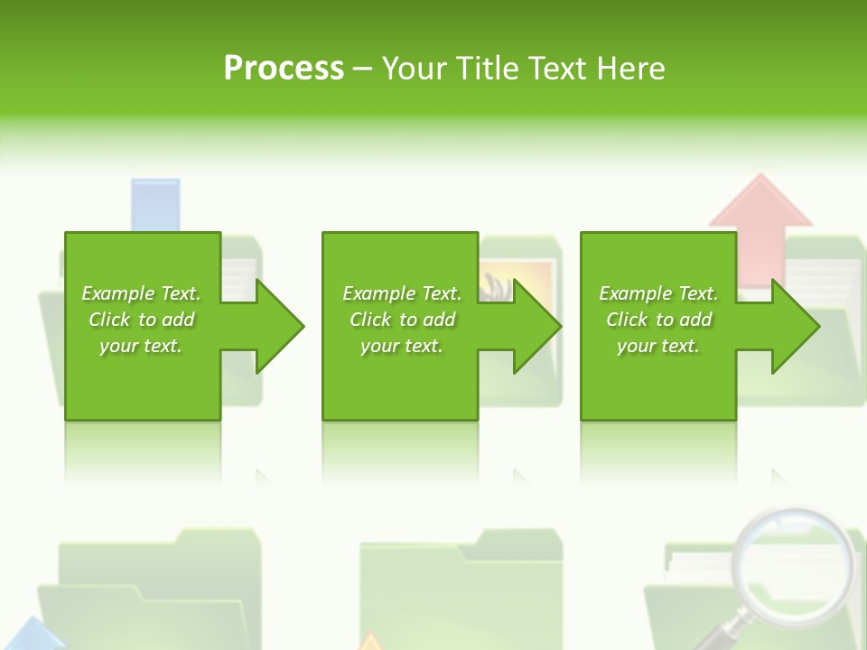 A Green Folder With A Magnifying Glass PowerPoint Template