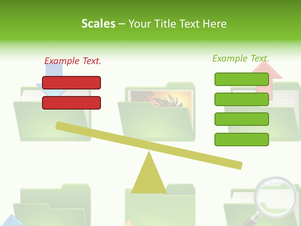 A Green Folder With A Magnifying Glass PowerPoint Template