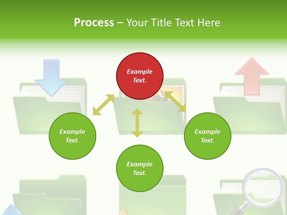 A Green Folder With A Magnifying Glass PowerPoint Template