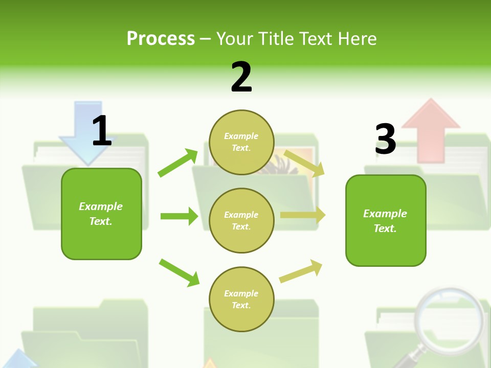 A Green Folder With A Magnifying Glass PowerPoint Template