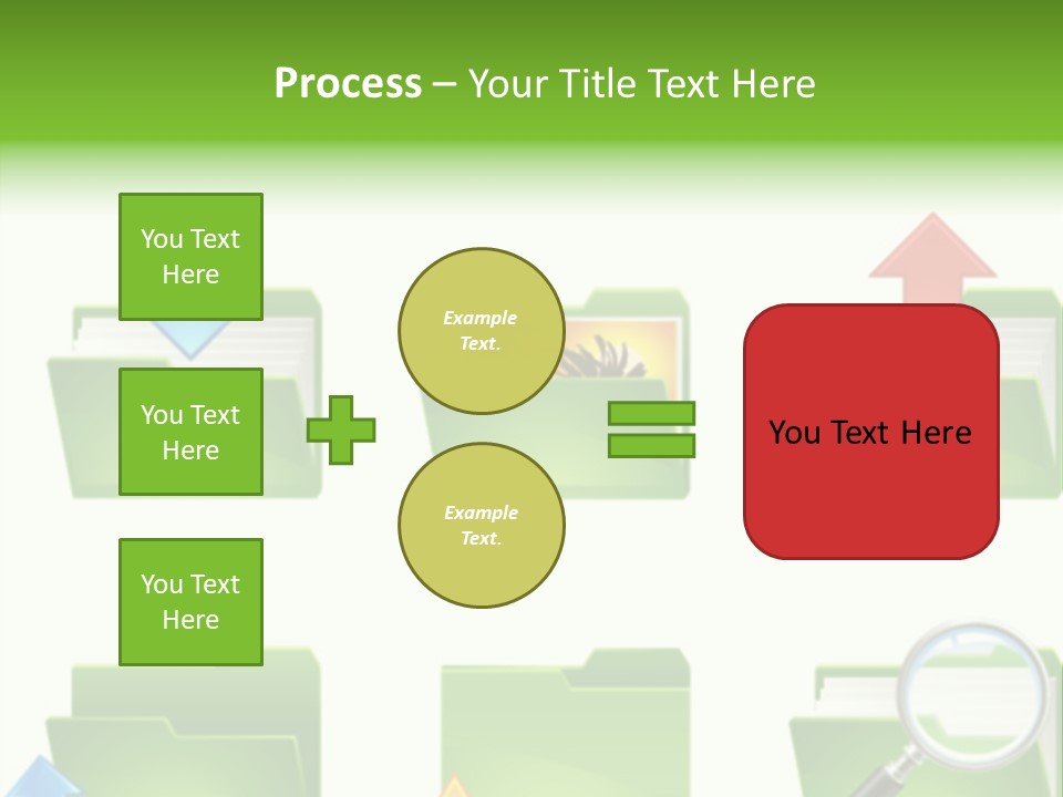 A Green Folder With A Magnifying Glass PowerPoint Template