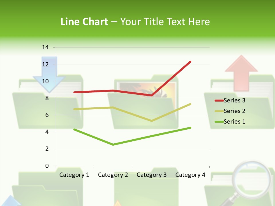 A Green Folder With A Magnifying Glass PowerPoint Template