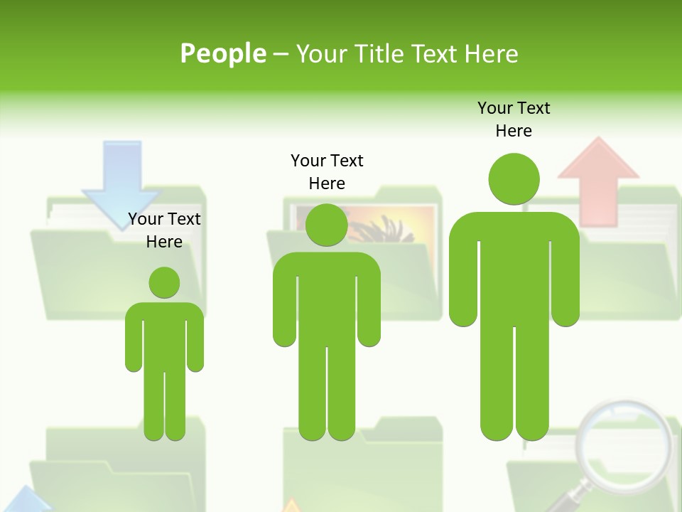 A Green Folder With A Magnifying Glass PowerPoint Template