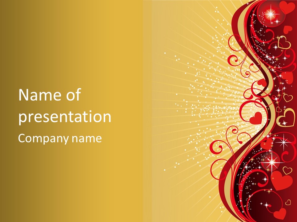 A Red And Gold Background With Hearts On It PowerPoint Template