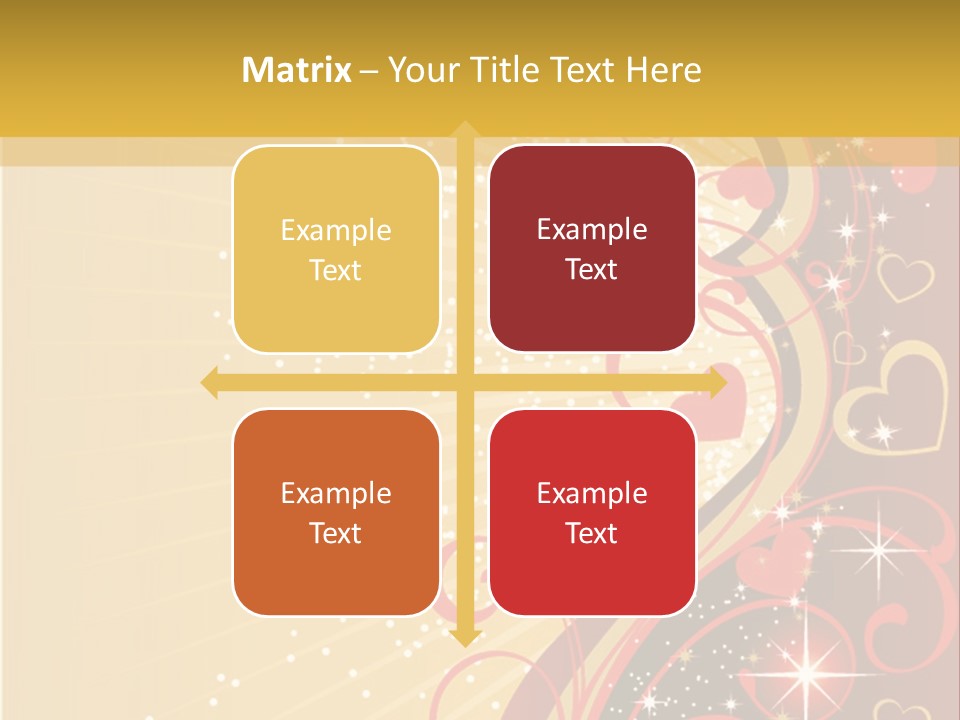 A Red And Gold Background With Hearts On It PowerPoint Template