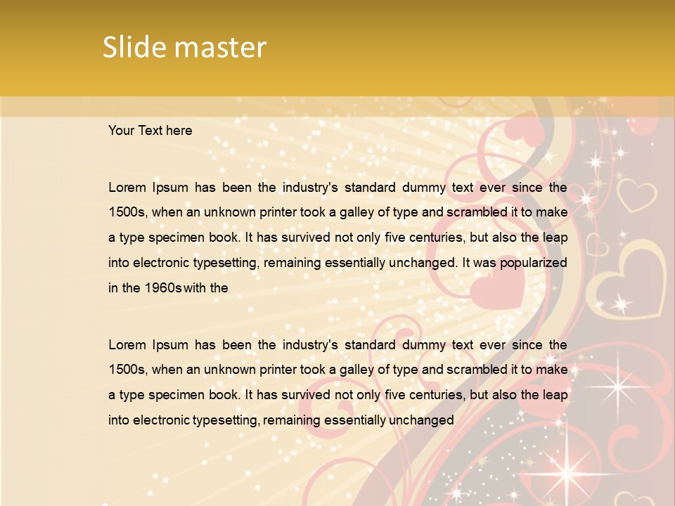 A Red And Gold Background With Hearts On It PowerPoint Template