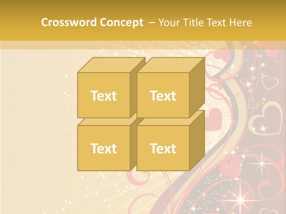 A Red And Gold Background With Hearts On It PowerPoint Template