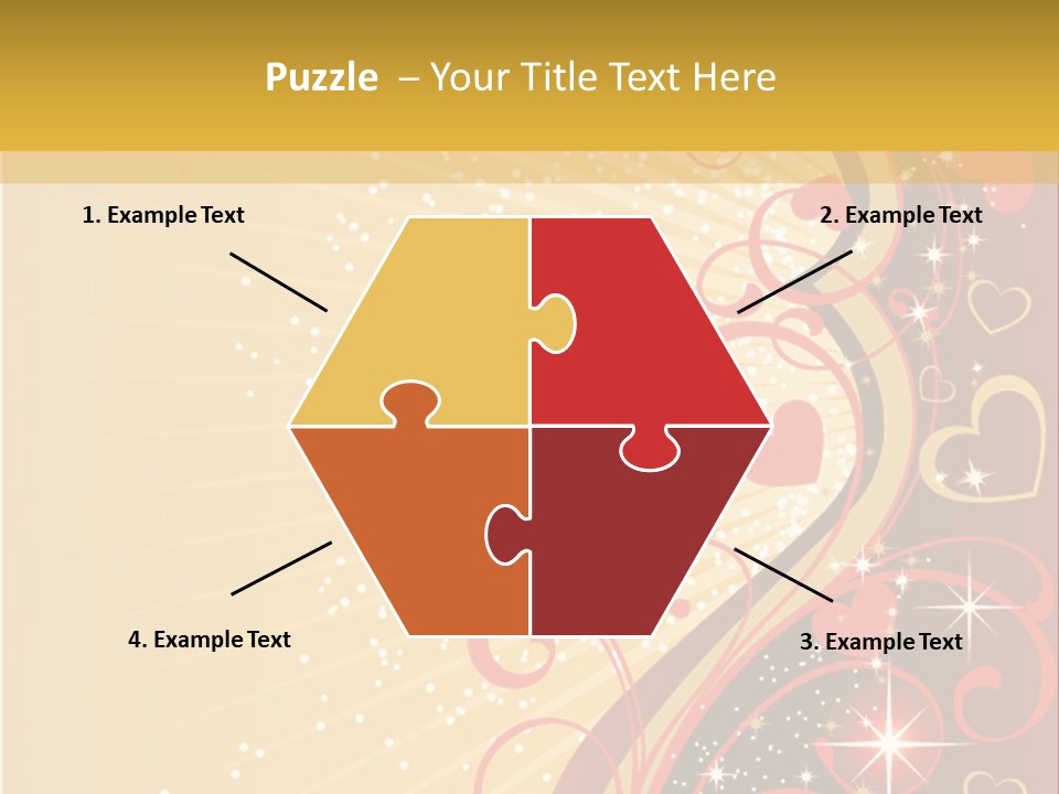 A Red And Gold Background With Hearts On It PowerPoint Template