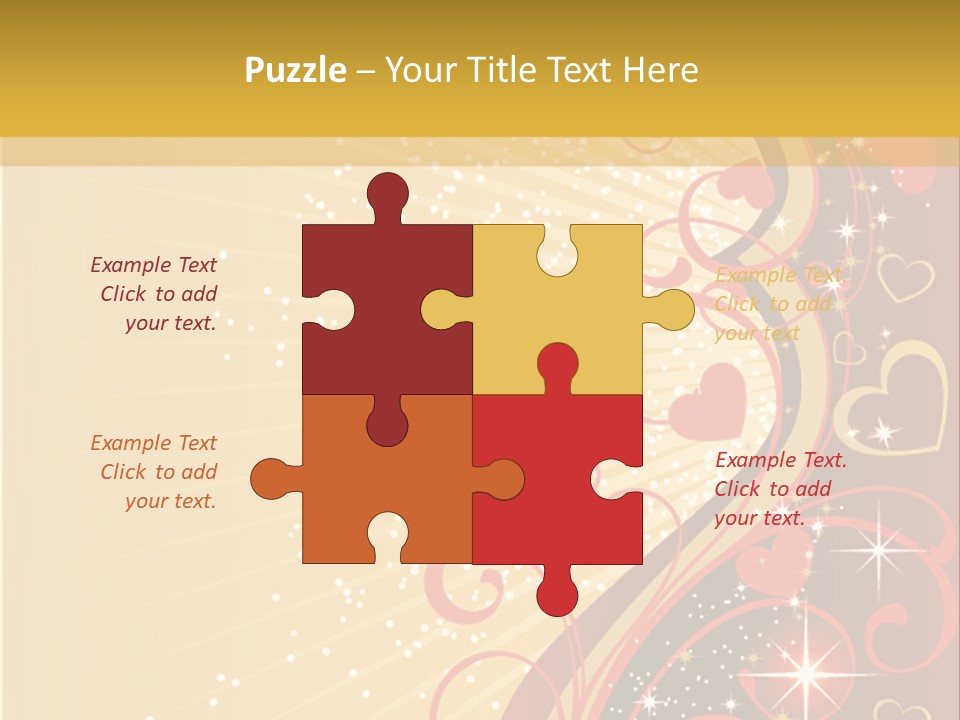 A Red And Gold Background With Hearts On It PowerPoint Template