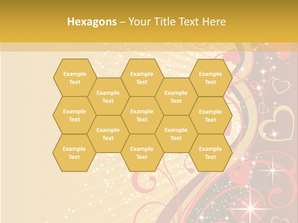 A Red And Gold Background With Hearts On It PowerPoint Template