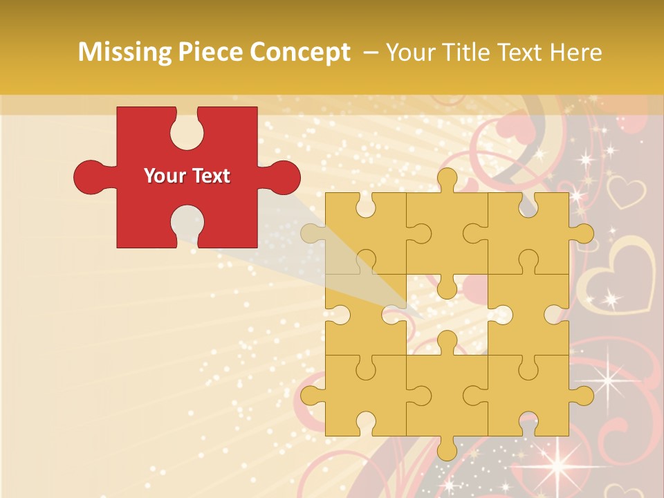 A Red And Gold Background With Hearts On It PowerPoint Template