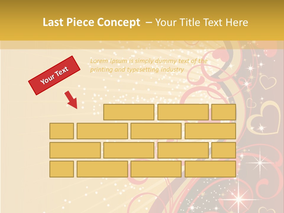 A Red And Gold Background With Hearts On It PowerPoint Template