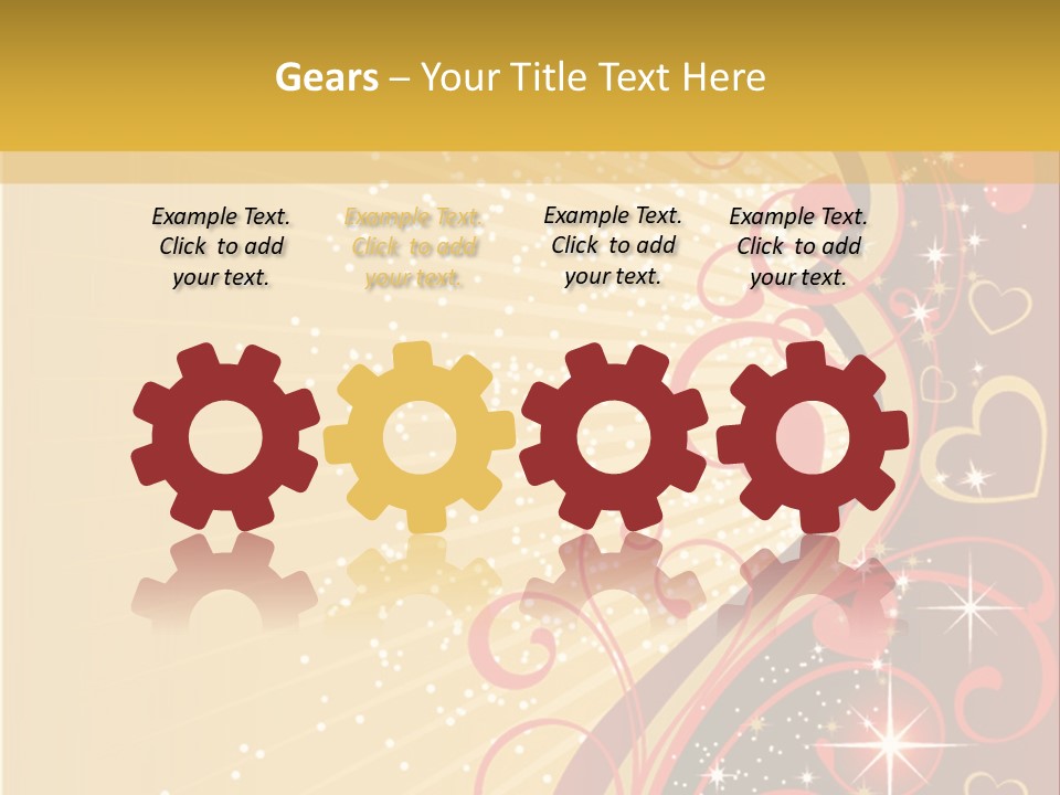 A Red And Gold Background With Hearts On It PowerPoint Template