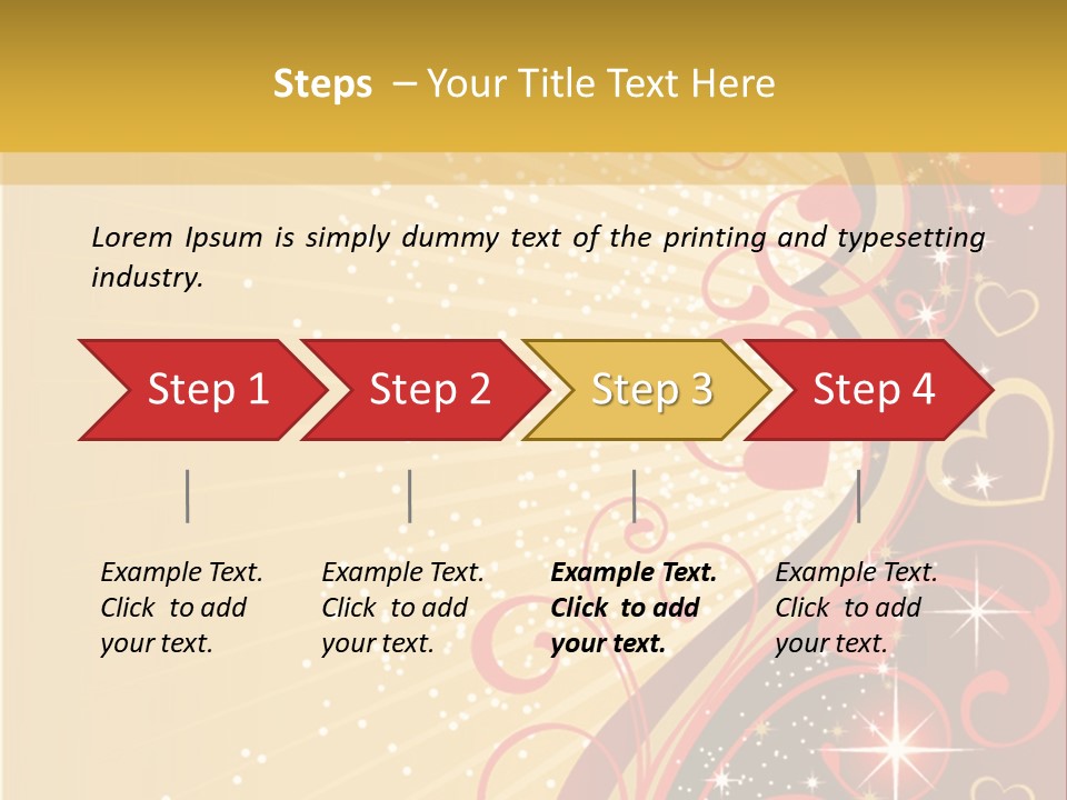 A Red And Gold Background With Hearts On It PowerPoint Template