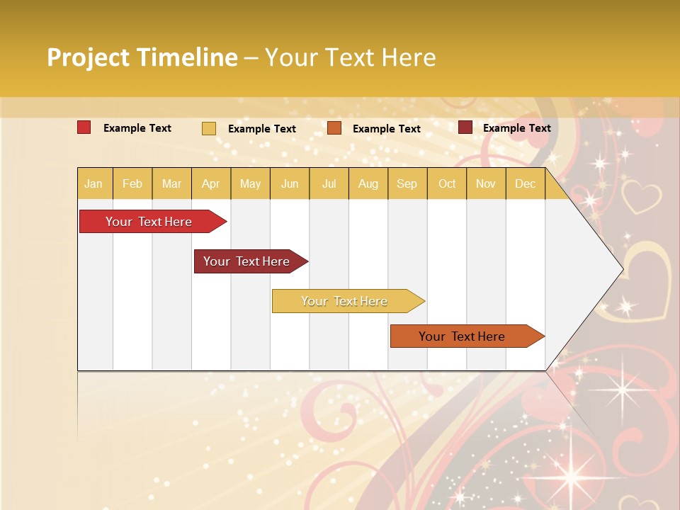 A Red And Gold Background With Hearts On It PowerPoint Template