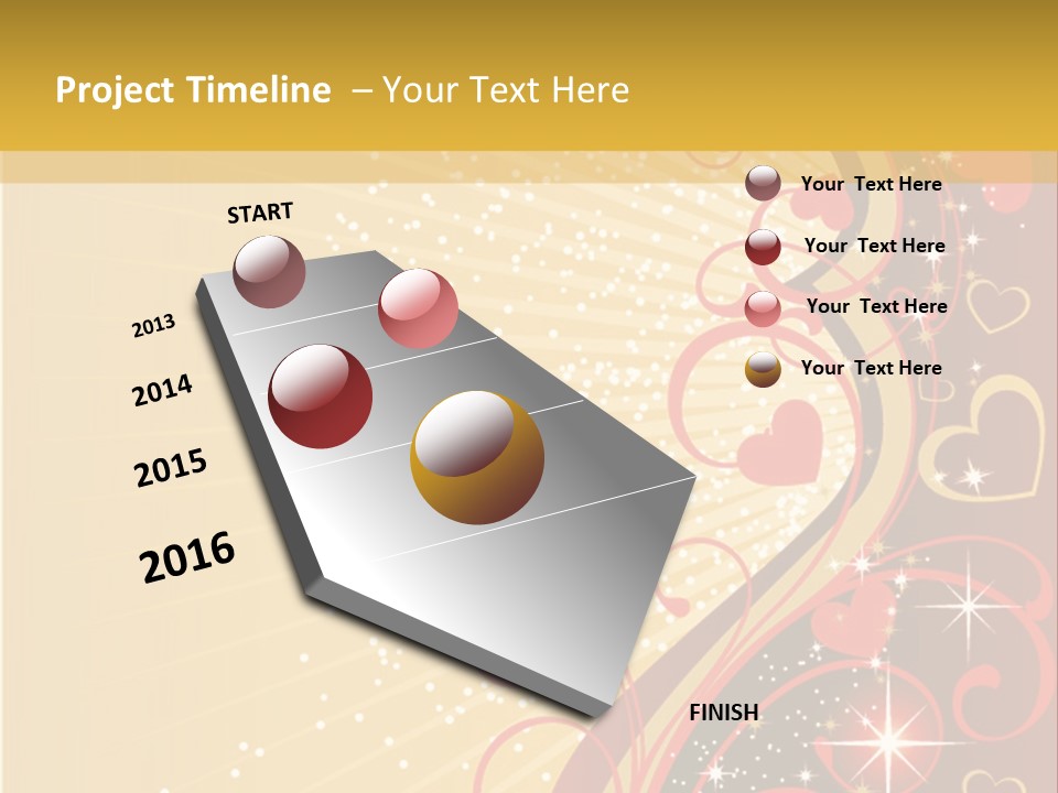 A Red And Gold Background With Hearts On It PowerPoint Template