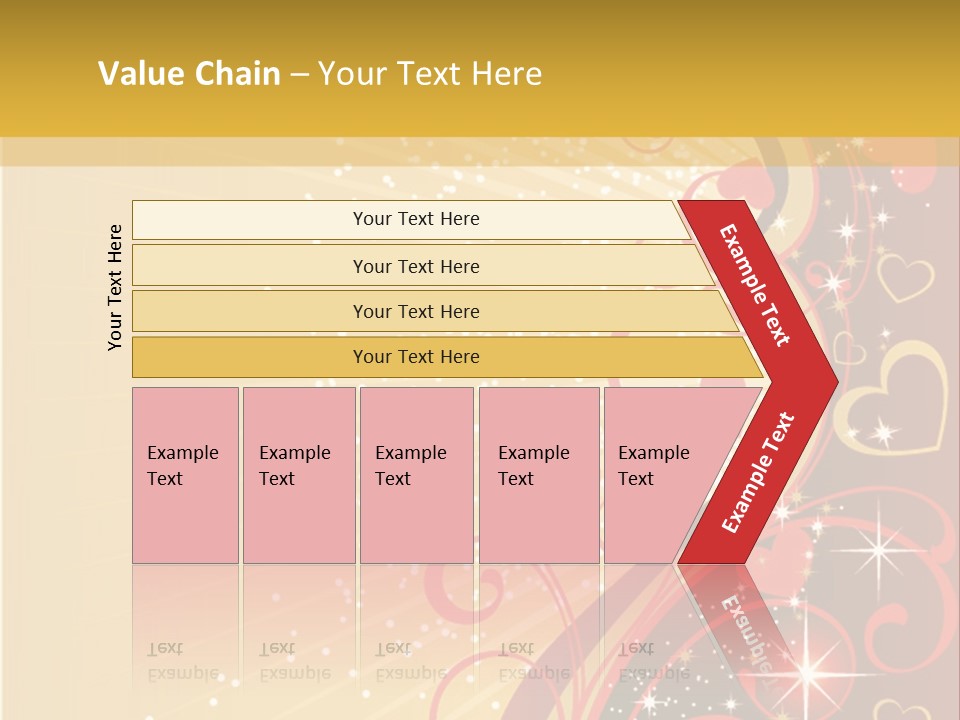 A Red And Gold Background With Hearts On It PowerPoint Template