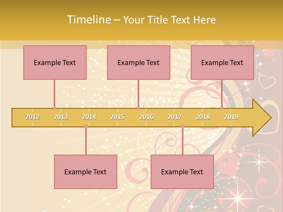 A Red And Gold Background With Hearts On It PowerPoint Template