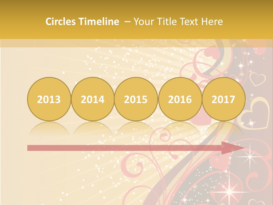 A Red And Gold Background With Hearts On It PowerPoint Template