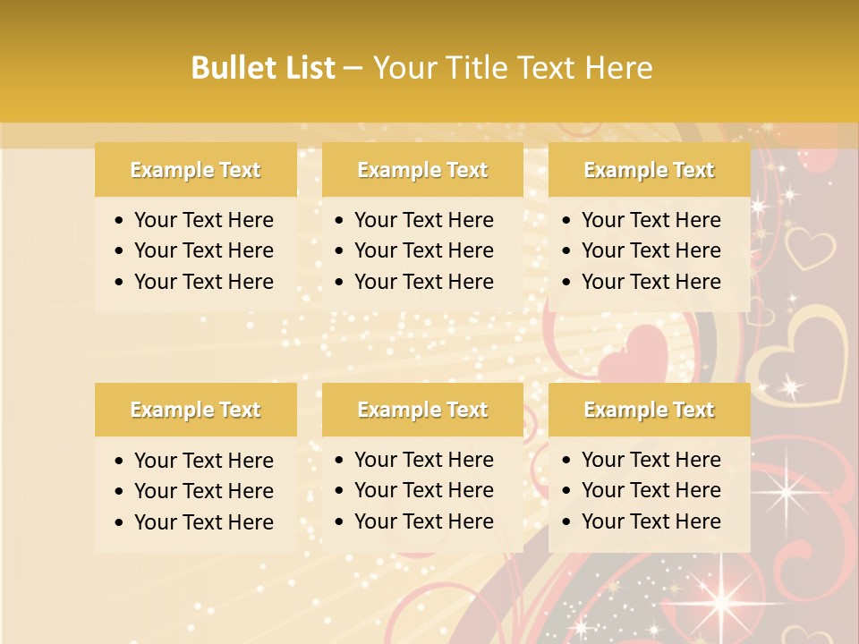 A Red And Gold Background With Hearts On It PowerPoint Template