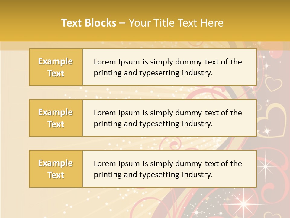 A Red And Gold Background With Hearts On It PowerPoint Template