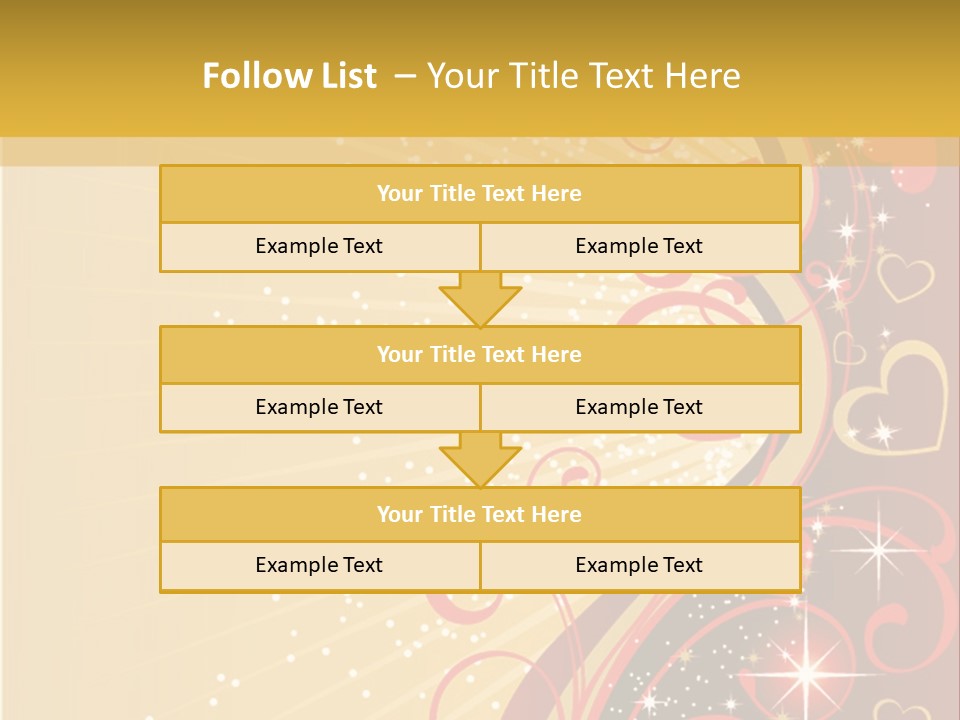 A Red And Gold Background With Hearts On It PowerPoint Template