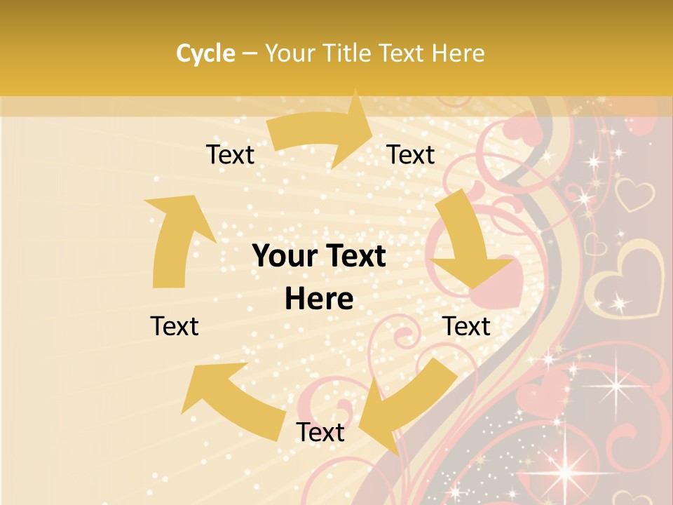 A Red And Gold Background With Hearts On It PowerPoint Template