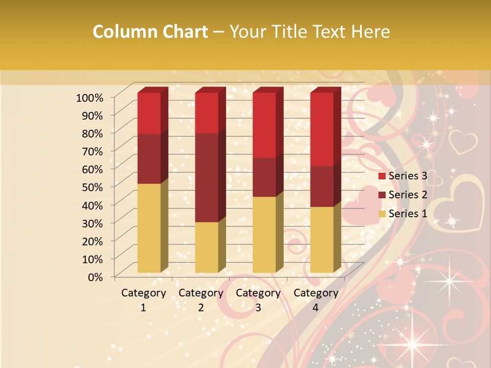 A Red And Gold Background With Hearts On It PowerPoint Template