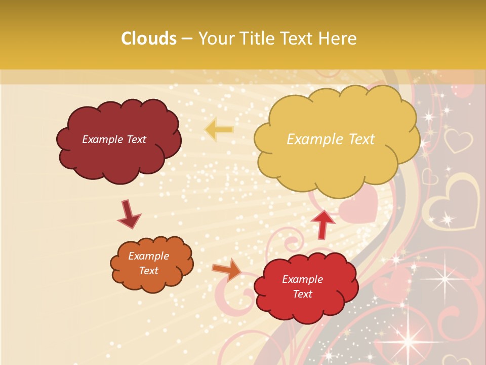 A Red And Gold Background With Hearts On It PowerPoint Template