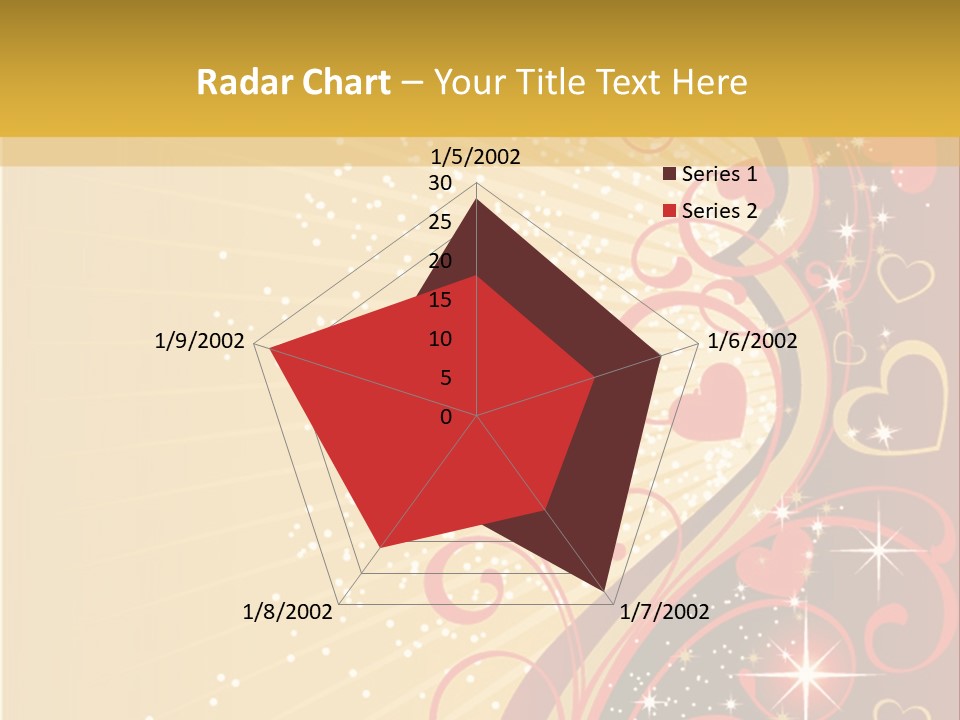 A Red And Gold Background With Hearts On It PowerPoint Template