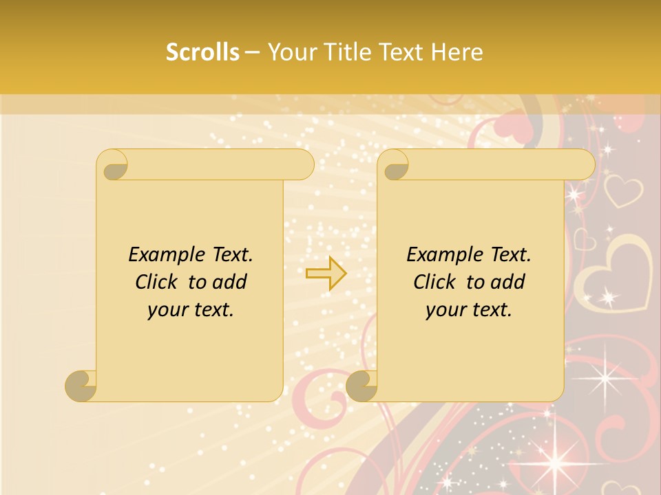 A Red And Gold Background With Hearts On It PowerPoint Template