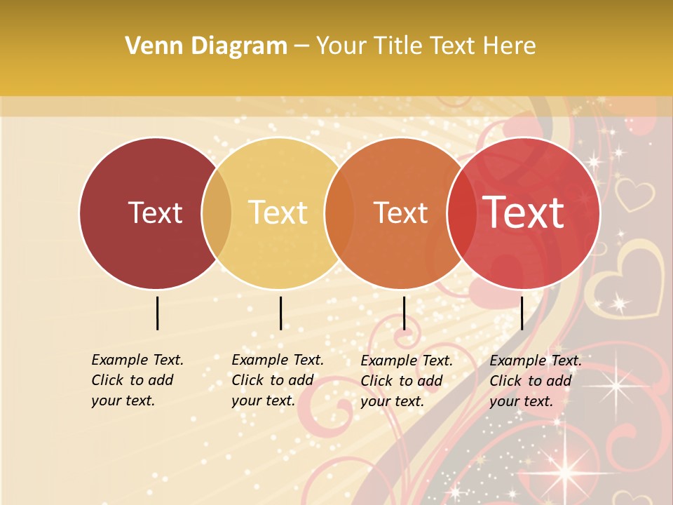 A Red And Gold Background With Hearts On It PowerPoint Template