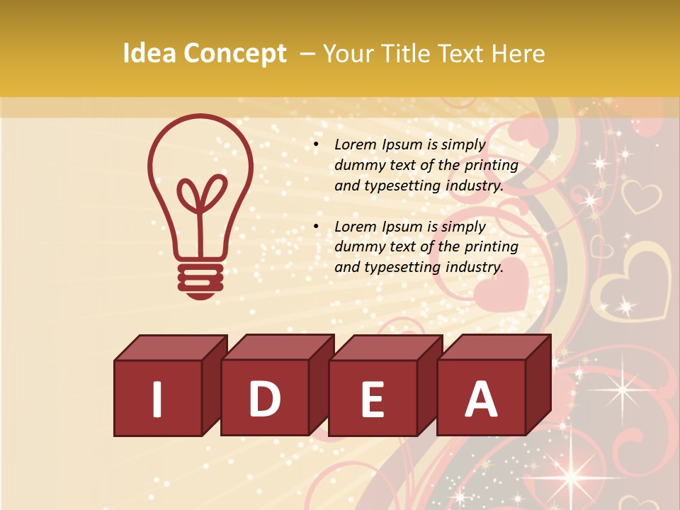 A Red And Gold Background With Hearts On It PowerPoint Template