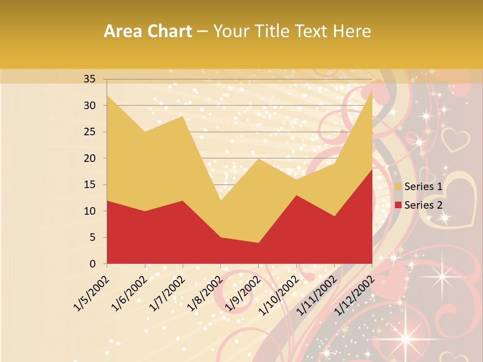 A Red And Gold Background With Hearts On It PowerPoint Template